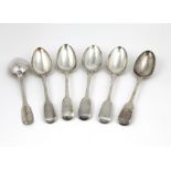 A set of 3 Georgian and 3 Victorian English silver Serving Spoons, approx. 14 ozs.