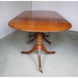 A large attractive three pod George III style mahogany D end Dining Table, with reeded edge,