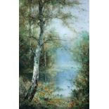 Thomas Taylor Ireland Watercolours: "Rustic Lake Scene with large tree in foreground,