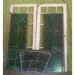 A collection of Stain Glass, and two antique diamond shaped Doors for press.