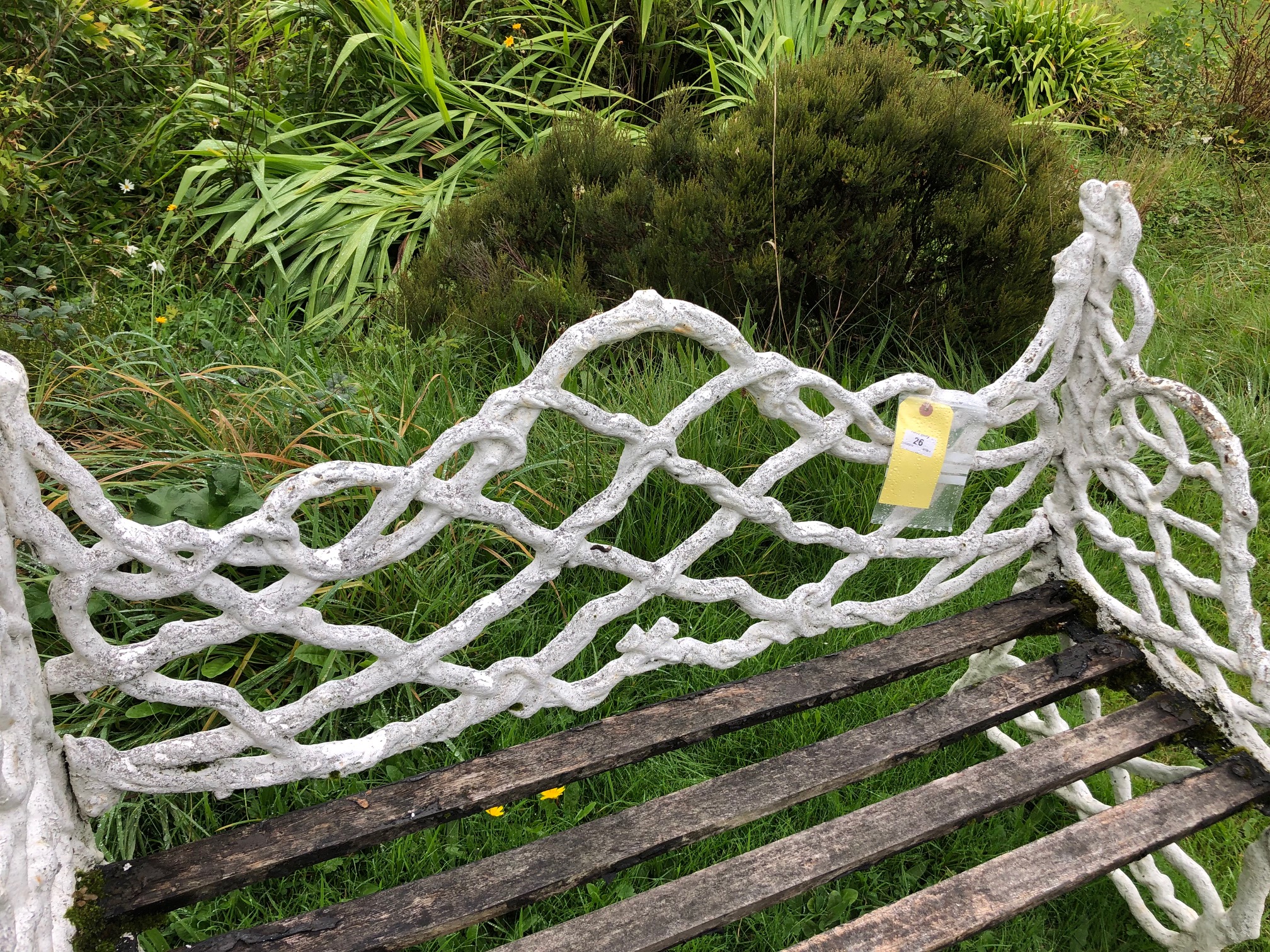 A Victorian period Gothic style cast iron Garden Bench, modelled as interwoven branches, - Image 4 of 9
