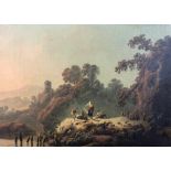 Attributed to Jean-Baptiste Pillement (1728 - 1808) "Rocky River Landscape with figures,