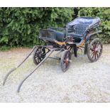 A fine quality 19th Century French Child's Pony Trap, with deep button leather seats,