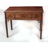 A rare 18th Century Irish yew-wood Lowboy, the rectangular top with moulded rim,