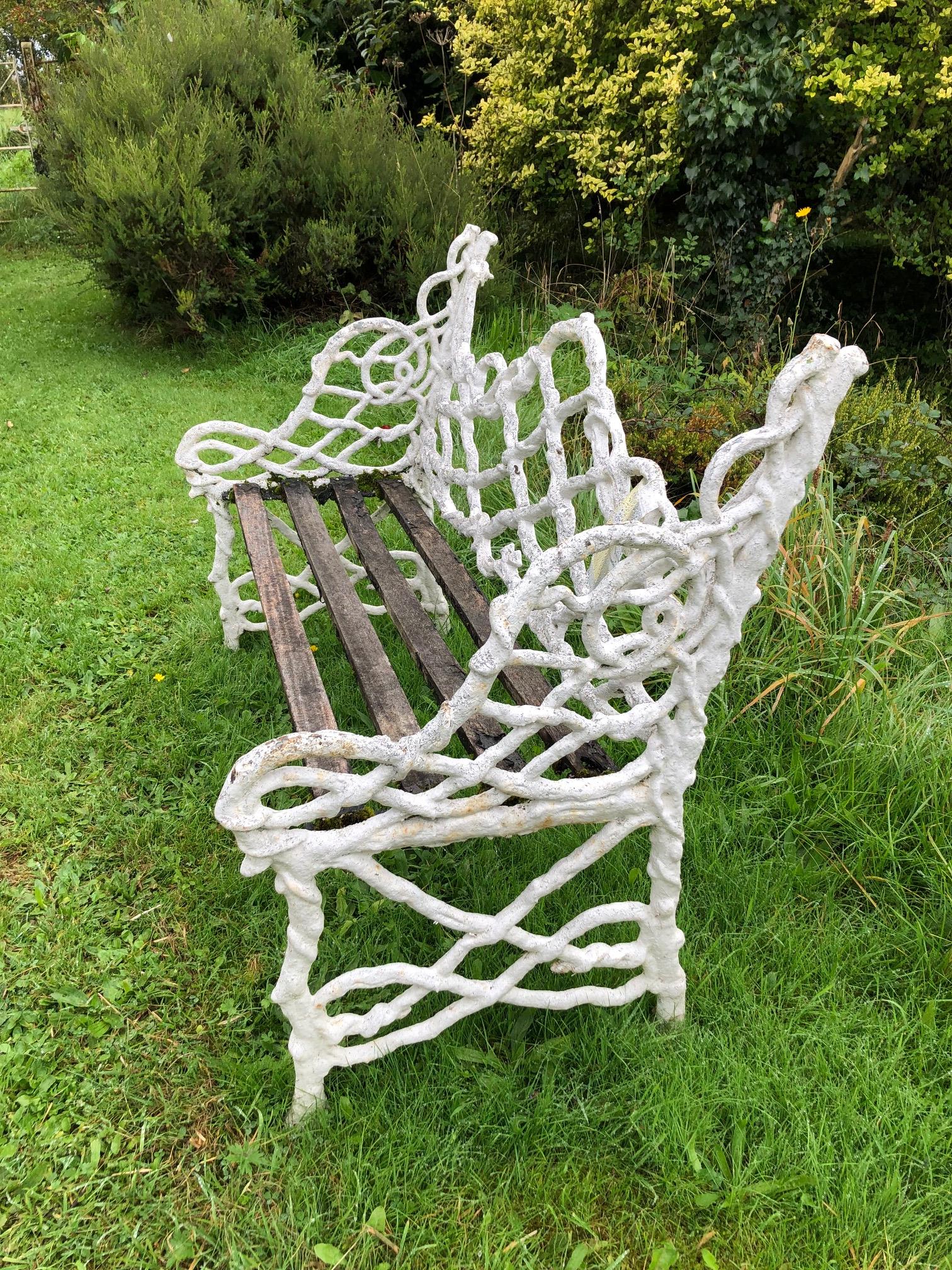 A Victorian period Gothic style cast iron Garden Bench, modelled as interwoven branches, - Image 3 of 9