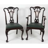 A very fine set of 12 (10 + 2) Edwardian Chippendale style mahogany Dining Chairs,