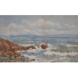 19th Century Irish School Watercolour: "Rocky Coast off Dublin Bay," 22cms x 36cms (8 1/2" x 14"),