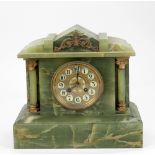 An attractive onyx marble Mantel Clock, with gilt circular dial.