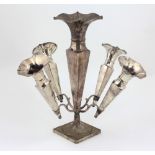 A good Birmingham silver Epergne, with centre quadruple sided vase of tapering form,