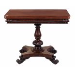 A fine quality Irish William IV mahogany fold-over Tea Table, in the manner of Williams & Gibton,