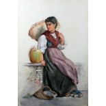 19th Century Continental School Watercolours: "Male and Female Street Sellers," a pair,