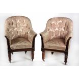 A pair of fine quality William IV rosewood Tub Library Chairs, in the manner of Gillows,