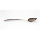 An attractive mid 18th Century Irish bright cut silver Straining Spoon, by John Pittar, Dublin c.