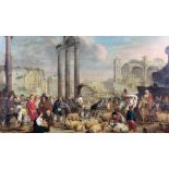 Pieter Van Bredael (1629 - 1719) "Market Scene," signed, oil on panel,