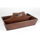 A Georgian period Irish mahogany Cutlery Carrier, with shaped divider and handle.