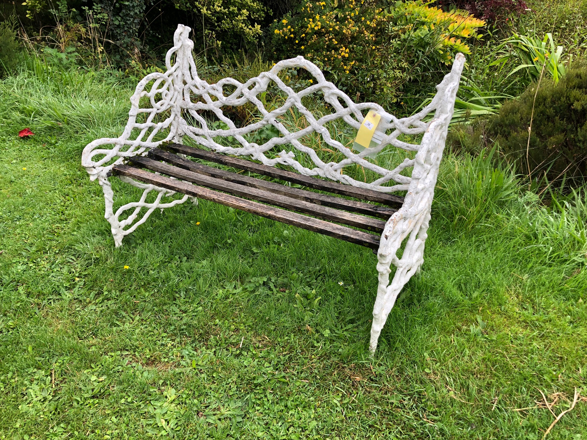 A Victorian period Gothic style cast iron Garden Bench, modelled as interwoven branches, - Image 2 of 9