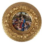 A very good hand painted 19th Century circular porcelain Plaque, possibly KPM, with Virgin,