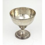 A rare plain Irish silver chalice type circular Cup / Bowl, on a circular reeded base, Dublin c.