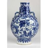 A fine quality Chinese blue and white Moon Vase, decorated in the typical taste,