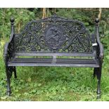 A pair of Victorian style pierced and decorated cast iron Garden Benches,
