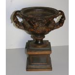 A 19th Century fine quality iron model of The Warwick Vase, with egg n' dart rim (some loss),