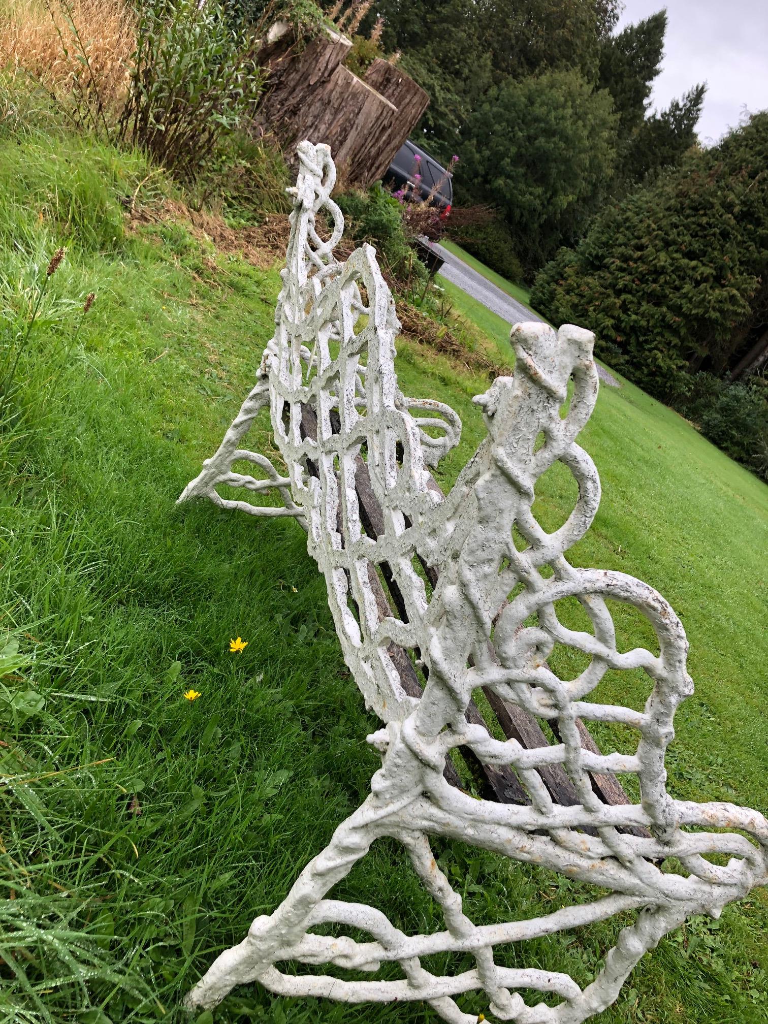 A Victorian period Gothic style cast iron Garden Bench, modelled as interwoven branches, - Image 6 of 9