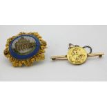 An attractive 19th Century Italian Micro mosaic Brooch, depicting the Trevi Fountain in Rome,