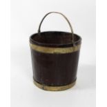 A George III mahogany brass bound Peat Bucket, 54cms (21") high.