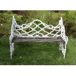 A Victorian period Gothic style cast iron Garden Bench, modelled as interwoven branches,
