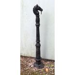 A pair of heavy Victorian style cast iron Garden Posts, modelled as horse heads,