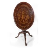 An early 19th Century Dutch marquetry circular flip top Centre Table, on tripod base, 72cms (28")w.