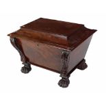 A fine quality William IV period Irish mahogany sarcophagus shaped Cellaret,