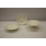 A good Leeds type white porcelain Dessert Service, decorated in basket style with pierced rims,