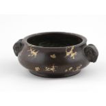 A very heavy gold speckled Chinese bronze Incense Burner,