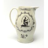 An exceptionally rare large antique Leedsware "Slavery Jug,