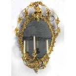 A fine quality 19th Century Continental giltwood three branch Girandole and Mirror,