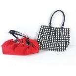 A collection of 4 Lulu Guinness Totes, two red and black ground material,