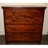 A Victorian figured mahogany Chest, of two short and three long drawers,