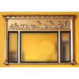 A Regency period giltwood compartmental landscape Overmantel,