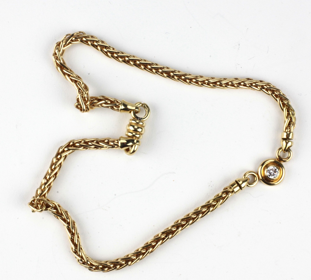 An 18k yellow gold mesh Necklace, signed Boodles, set with a fine diamond .70cts, approx.