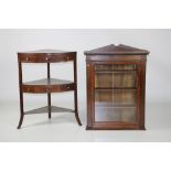 A Georgian mahogany three tier lift top Corner Washstand; together with an oak Wall Cabinet.