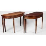 A pair of George III plain Irish mahogany fold-over Side Tables,