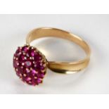 An attractive Spanish design ruby and pink sapphire Cluster Ring, set in 3.