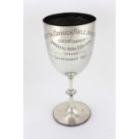 A tall English silver Trophy Cup, London c. 1909, inscribed "4th Ouetta Division Rifle Association.