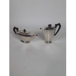 A modern Sheffield silver octagonal shaped Teapot and Coffee Pot, c.