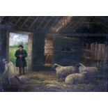 George Morland, English 1763 - 1804 "Shearing Time," O.O.C.
