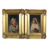 19th Century English An attractive pair of coloured Prints of Young Boy & Girl,