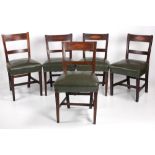 A set of 5 Georgian mahogany inlaid Dining Chairs, with open backs,