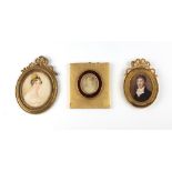 19th Century Irish School Miniatures: A set of 4 miniatures of oval form depicting two males and