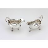 An 18th Century Irish silver Sauceboat, with pad feet,